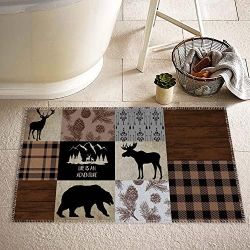 Sdizdipk tepih za kupatilo, Jelen medvjed smeđe drvo,neklizajuća prostirka za kupatilo koja se može prati,upijajući