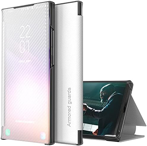 Xyx Flip Case za Samsung Note 20 Ultra, karbonska vlakna Ultra Slim Clear View zaštitni poklopac za cijelo