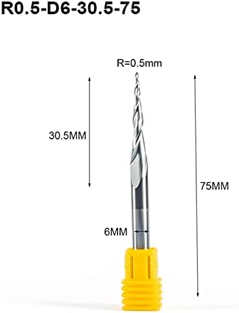 Površinski glodalica 6kom SHK 6mm R0. 25-R1. 0 Konusni kuglični mlin sa volfram Karbidnim premazom Konusni