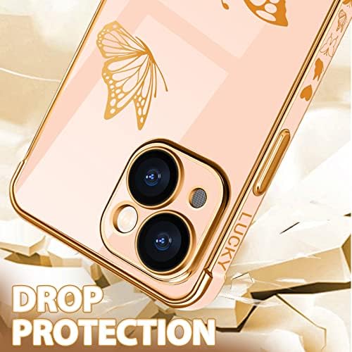 Petitijan za iPhone 14 Plus, slatke žene djevojke zlatne leptire dizajnirane za iPhone 14 plus