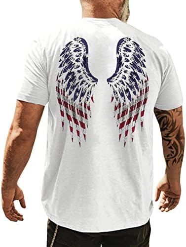 XXBR Day Neovisnosti Majice kratkih rukava za muškarce, ljetne krilo Print Slim Fit Crewneck Osnovni povremeni patriotski tee vrhovi