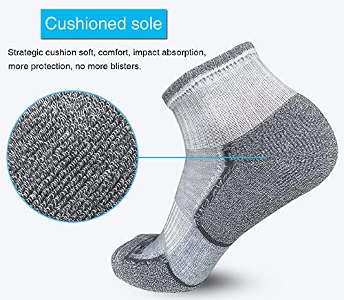APTYID 6 pari muških čarapa za gležnjeve-kontrola vlage jastuk atletsko trčanje planinarenje