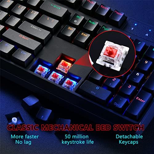 JIDOHUN KB-120 RGB mehanička tastatura za igre, programabilno RGB pozadinsko osvetljenje, plavi prekidači-Klikni,