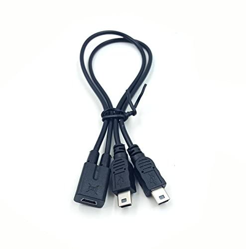 Mini USB 1 do 2 y razdjelnik kabela, haokiang 1ft / 30cm ubrizgavanje USB 2.0 mini 5-polni ženski za dvostruko