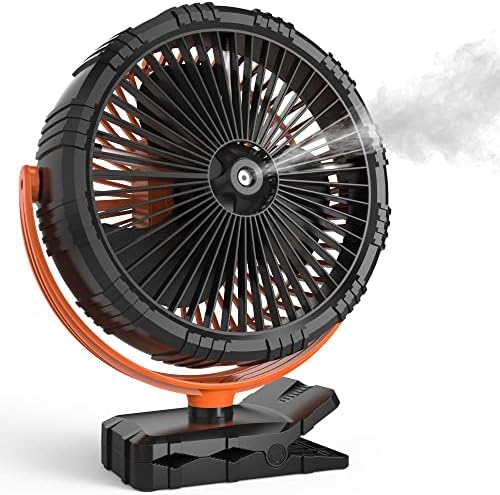KITWLEMEN 8 inčni ventilator za zamagljivanje sa klipom, 10000mah punjiva baterija, lični ventilator za