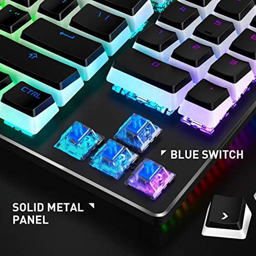 havit mehanička tastatura za igre sa RGB osvetljenjem, PBT Puding Keycaps Tenkeyless TKL žičana mehanička