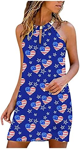 4. jula seksi Halter haljina za žene Ležerna ljetna Mini haljina USA Zastava Ključaonica sa