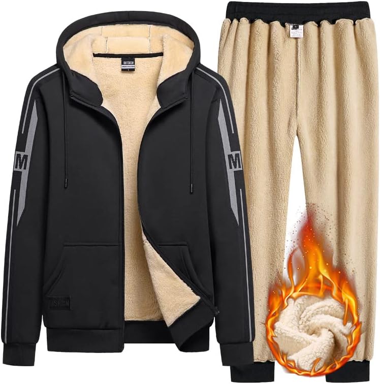 Ixyhpjp Zimske muške suitske odijele Fleece Sportweard odijelo sa patentnim zatvaračem + hlače topli sportski