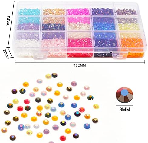 ZKAVZET 10500 komada 15 boja 3mm Jelly AB Bits Violent Bear Jewelry Nail Art DIY nakit Izrada ravnih