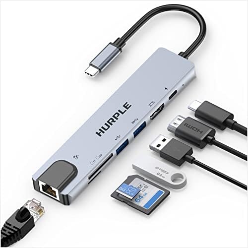 USB C Hub, 7-u-1 USB C Hub Multiport Adapter sa USB C na HDMI, RJ45 Ethernet, 100W power Delivery, USB 3.0