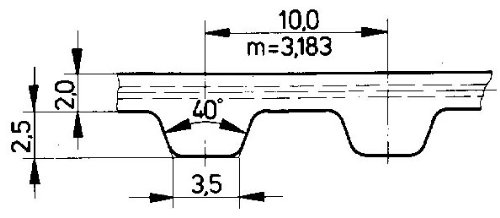 AMETRIC® 10D1700.75 metrički remen, čelični kablovi, visina 10 mm, dugačak zub, duljina 1700 mm, širok