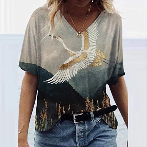 Nyybw Moda ženska majica Tee rukav vrhovi štampani Casual Summer Crew-vrat kratka ženska bluza modni vrhovi