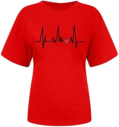 Ljetna jesenska košulja za dame 2023 odjeća s kratkim rukavima pamučno srce ljubav grafički top 4h 4h