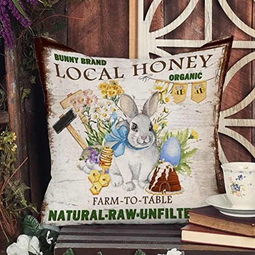 Sretan bacač bacač jastučni poklopac vintage šik uskršnji jastuk za med, proljetna sezona cvijeće jastuk pokrovite