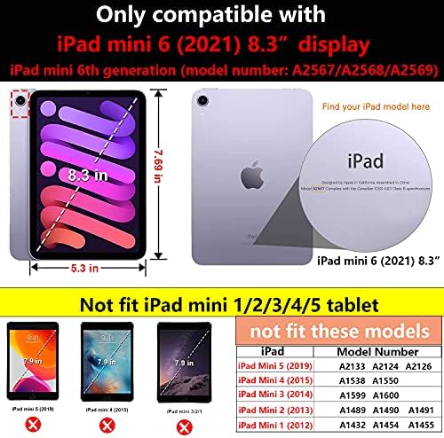 Uutoveri iPad Mini 6 Case 2021, iPad Mini 6th generacija 8.3 Novčani tanak postolje na poklopcu za