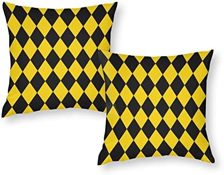 Žuti i crni dijamantski set od 2 baca jastuk pokriva kvadratne jastučne jastuke za kauč na kauču