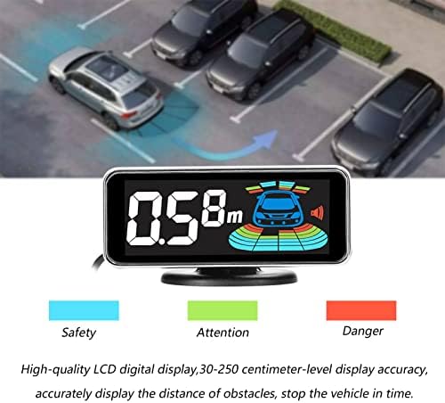 HUIOP sistem parking senzora za automobile, senzor za parkiranje automobila sistem zadnjih radara za vožnju unazad sa 4 parking senzora detekcija udaljenosti LCD ekran za prikaz udaljenosti zvučno upozorenje Zujalica