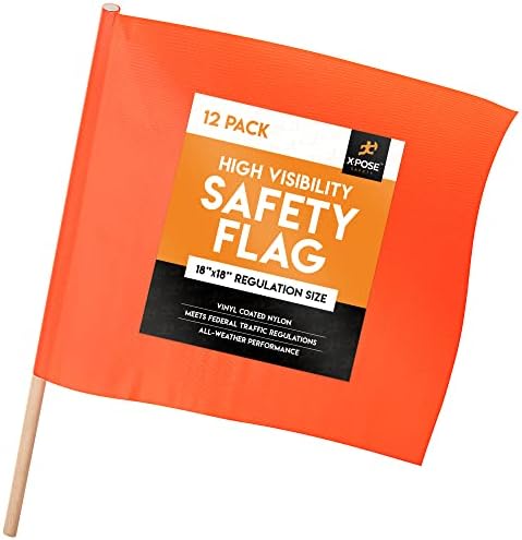 Narančaste sigurnosne zastave - 18 X 18 Oznaka za upozorenje sa 28 - pakovanje 12 - kvadratna sigurnosna