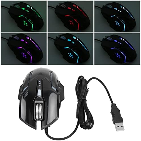 PUSOKEI žičani miš za igre, USB optički računarski miševi sa RGB pozadinskim osvjetljenjem, 1200/1800/2400/3600