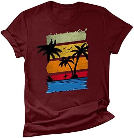 Djevojke Grafički bluze Bluze za vrat brodova kratki rukav na plaži Seksi havajski tropski ljetni pad bluze