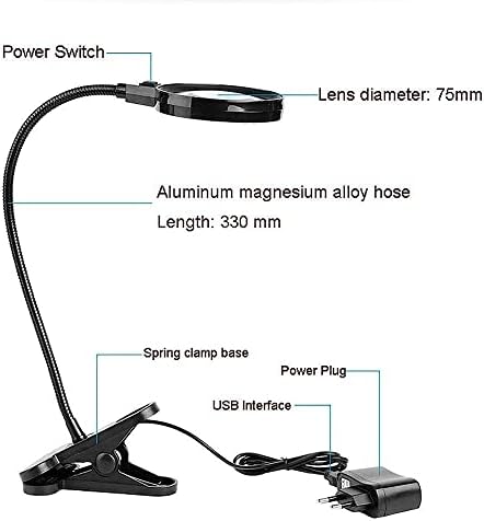 KNOXC lupa, 10x USB Lupa za uvećanje, osvetljena lupa, lupa sa LED svetlima za degeneraciju,