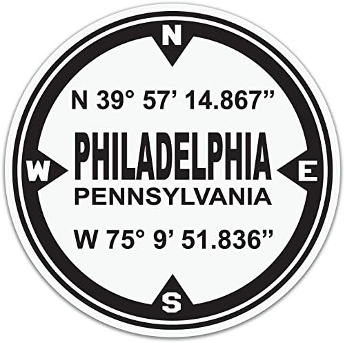 D.m.S. Koordinatori Philadelphia Pennsylvania - 5-inčni crno-bijeli naljepnica za MacBooks ili prijenosna