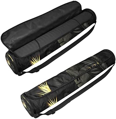 Torba za nošenje prostirke za jogu teretana plaža Pilates torbe za nošenje crne i zlatne listove, 6, 7x33, 9in/17x86 cm