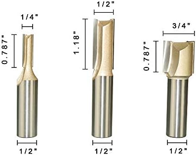 Shina 3pcs ravna bit set dvostruko flauta 1/2-inčni štitnik za rezanje rezanja