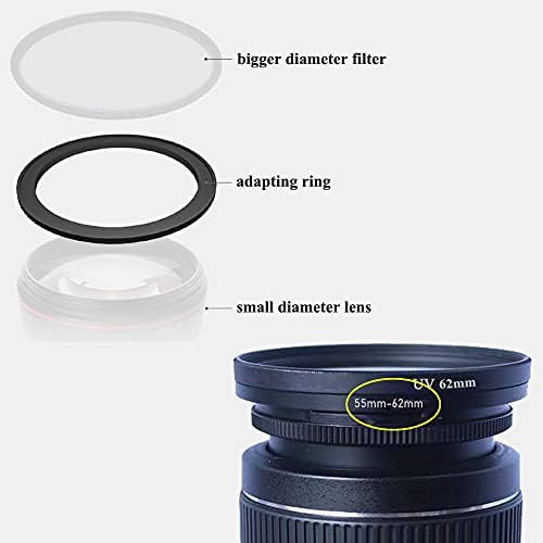 55-62mm Prsten za filtriranje leća, 55 mm leće do 62 mm filter, kapuljač, pretvarač sočiva i ostali dodaci, vatrominacija stijena zrakoplovna aluminijska legura 55mm-62mm prsten