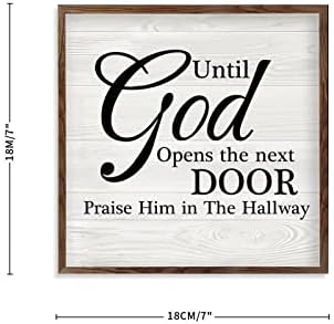 Zidni dekor s citatama dok Bog ne otvara sljedeća vrata, hvalite ga u hodniku drvene okvir Zidno umjetnosti
