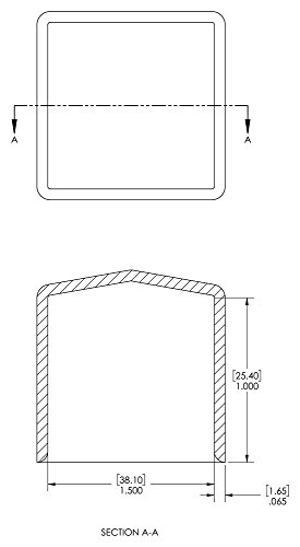 Caplugs plastični kvadratni kapa VSC-1500-16, vinil, ID kapa 1.500 Dužina 1.000, crna