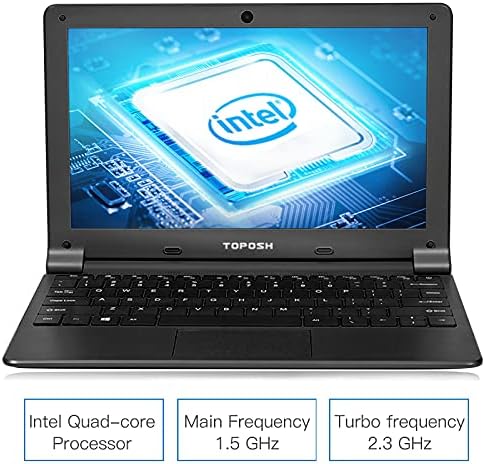Toposh 11.6 inčni Laptop Windows 10 Pro PC prenosni računar 6GB RAM 128GB ROM Intel Celeron J3455 Quad Core 1.5 GHz procesor grafika sa američkom tastaturom WiFi Bluetooth-Crna