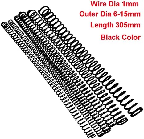 Kompresioni opruge pogodni su za većinu popravka i 1pcs Y tipa kompresijska opruga crna manganska čelična opruga prečnik 1 mm vanjski promjer 6-15mm dužine 305mm