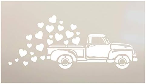 Old Truck Valentine Stencil-Hearts by StudioR12 | Mylar šablon za višekratnu upotrebu / znak