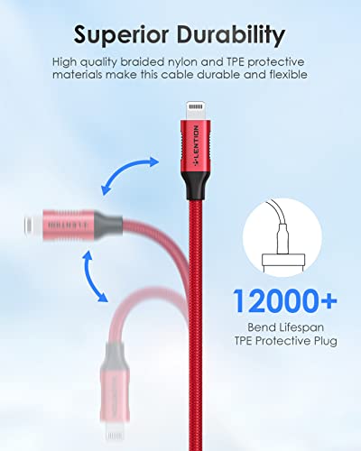 Leđivanje USB C do munje iPhone kabel MFI certificirani tip C Brzo punjenje 6,6ft, najlonski pleteni punjač