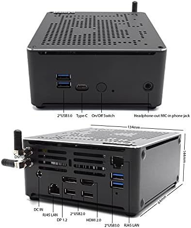 Baieyu Mini PC Core i9-9880H, 16GB RAM 512GB SSD, UHD Graphics 630, Micro PC Windows 10 Pro, podrška