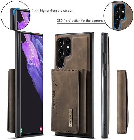 Novčanik slučaj za Samsung Galaxy S23 Ultra, DG.MING Premium kožna futrola za telefon magnetno odvojiva