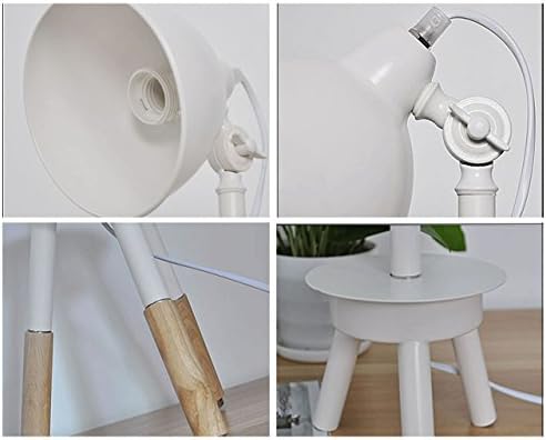 Cotclo -180 ° Podesiva stolna lampe, moderno LED bijelo željezo od punog drveta ukras za uklanjanje