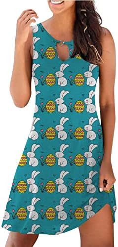 lcepcy haljina s printom uskršnjih jaja za žene 2023. ljetna Ležerna mini haljina bez rukava
