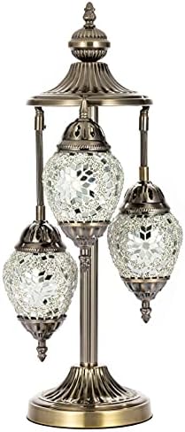 Jedinstvena 3 globusa Turska mozaička stolna svjetiljka Boemska vintage ukrasna lampica Shade Tiffany vitraža