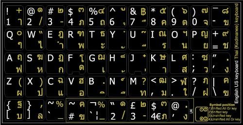4keyboard Thai-English Ne-prozirne naljepnice na tastaturi na crnu pozadinu za radnu površinu, laptopu