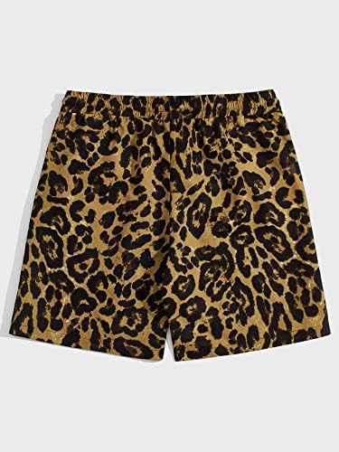 Oyoangle muške hlače za vježbanje s podesivim elastičnim strukom s Leopard grafičkim printom s podesivim elastičnim strukom