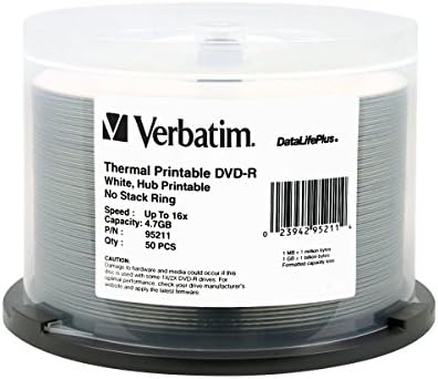 Verbatim DVD-R 4,7 GB 16x DatalifePlus bijeli termički ispis, glavčina za ispis - 50pk vreteno