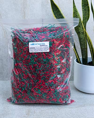 MagicWater Supply Soft & amp; tanko rezano naborano Papirno drobljeno punilo za pakovanje poklona & amp; punjenje korpe - zeleno i crveno