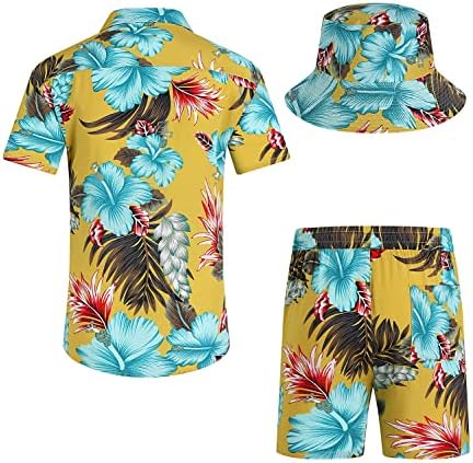 Eishopeer muški cvjetni gumb dolje na havajskim setovi casual košulje kratkih rukava i šorc odijela