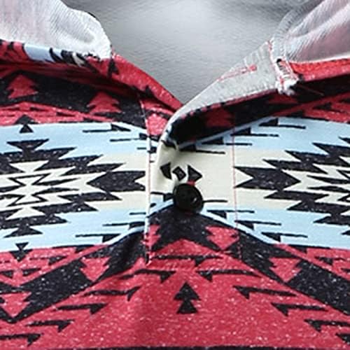 Xiaxogool muške dukseve za zapadni aztec Dukserica etničkog tiskana gumb Up pulover džemper za muškarce