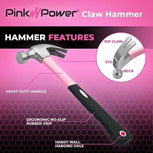 Pink Power 16oz Pink Hammer-mali čekić za žene-Mini čekić sa kandžama za ružičaste alate-DIY I Craft Čekić