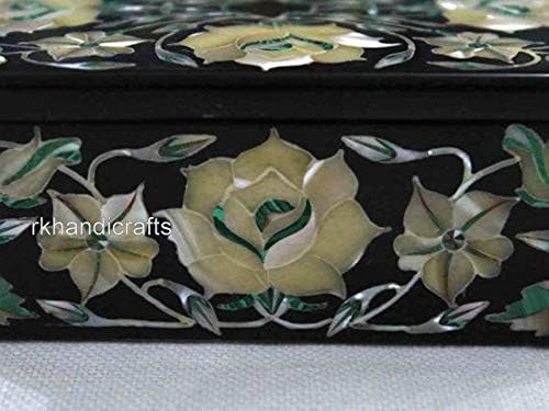 rkhandicrafts 6 x 4 inča crni pravokutnik oblika mramorna trinketna kutija majka biserna draguljastih ugrađenih
