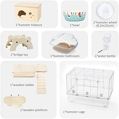 Bucatstate hamster Cage sa priborom, Uključuje Besplatan točak za vežbanje, flašu vode, činiju za hranu