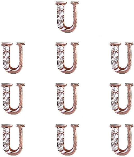10kom Nail Art Decors stilski čari za nokte Savjeti za abecede dekoracija Gloss Letter Rhinestones -
